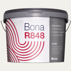 Bona R848 silane-based adhesive for engineered flooring, offering strong bonding and eco-friendly features.